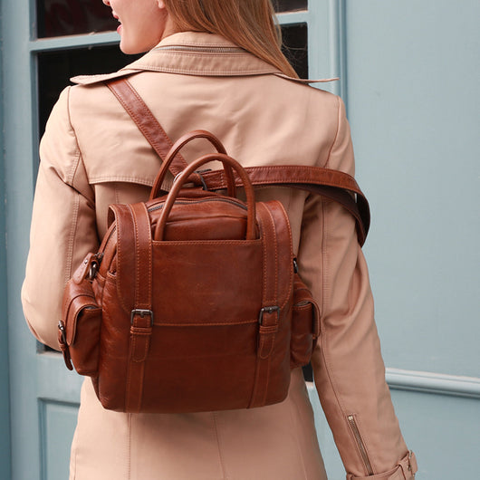 Mochila Retro de Cuero Multifuncional para Mujer - Image 4