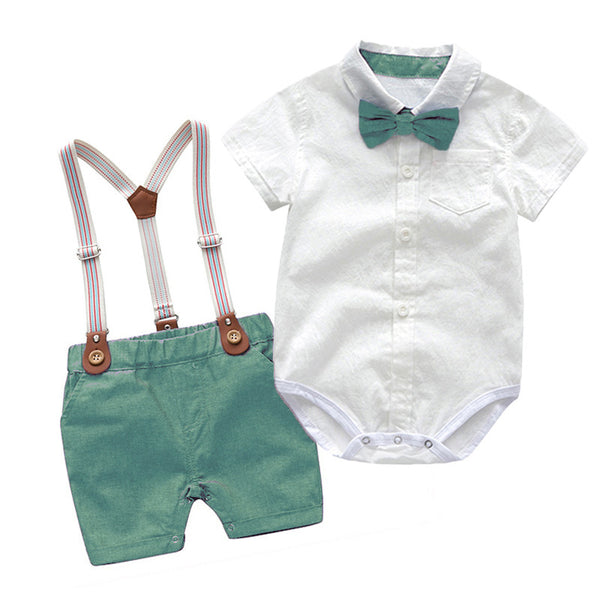 Traje Gentleman para Bebé - Conjunto Romper con Babero