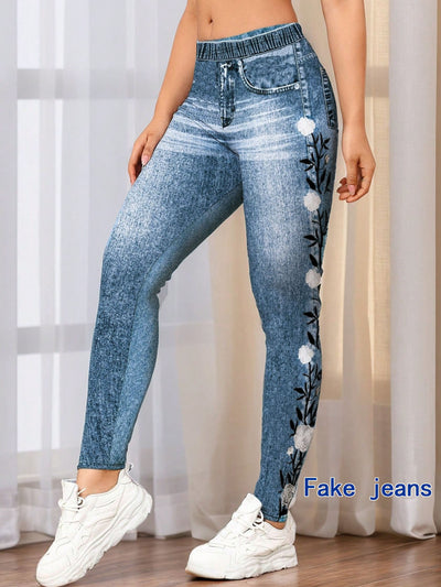 Leggings de Estilo Denim con Estampado Digital para Mujer - Image 10