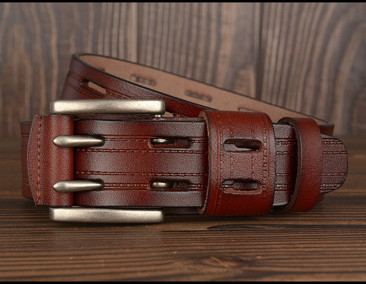 Cinturón de Cuero para Hombre con Hebilla Doble Pasador - Estilo Casual y Jeans - Image 34