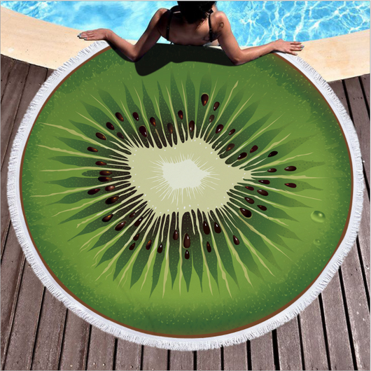 Tapete de Playa Redondo Estampado de Frutas - Image 7