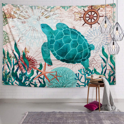 Black and white tapestry featuring a stylized sun with a face and large ocean waves with boats, inspired by Hokusai. - Image 10