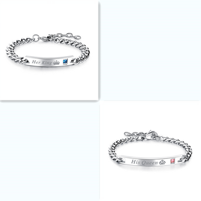 Pulsera de Pareja Cristal Rosa Negra Oro - His Queen Her King - Image 13