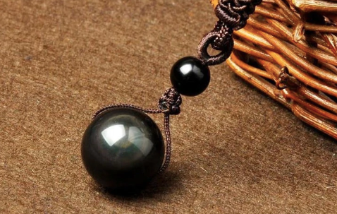 Collar Colgante de Obsidiana Arcoíris y Perla de la Suerte - Image 3