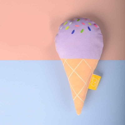 Yellow ice cream cone catnip toy with colorful sprinkles, made from thick flannel and PP cotton. - Image 10