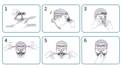Clear full face oral and nasal mask with gray headgear displayed on a mannequin head for sleep therapy. - Image 8