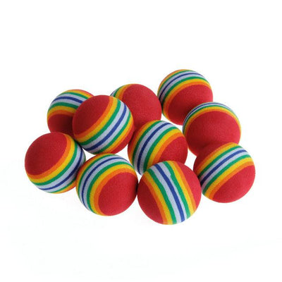 Twelve small, round rainbow-striped balls, ideal as interactive cat toys or for golf practice, on a white background. - Image 6