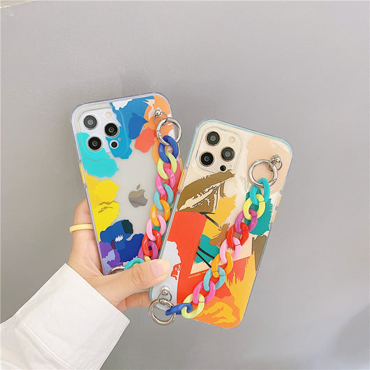 Funda de Silicona para Teléfono con Cadena de Muñeca Colorida - Image 4