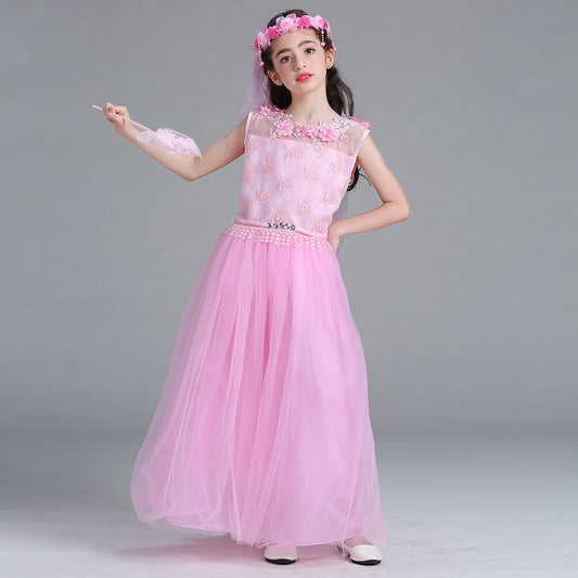 Vestido de Novia Infantil con Espalda Abierta y Pétalos Largos - Image 2