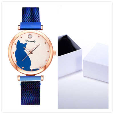 Juego de Reloj y Pulsera con Diseño de Gato para Mujer - Image 2