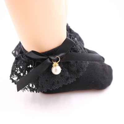 Calcetines de Niña con Lazo de Perlas y Encaje de Algodón - Image 16