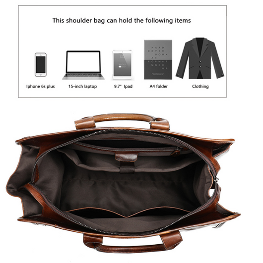 Bolso de Viaje Retro en Cuero Genuino con Gran Capacidad - Image 5