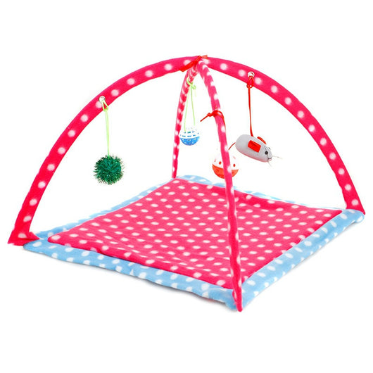 Casa de Juegos para Gatos Plegable con Hamaca y Juguetes Incluidos - Image 15