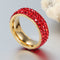 Anel de Titânio com Diamantes Completos e Adesivo Vermelho 10