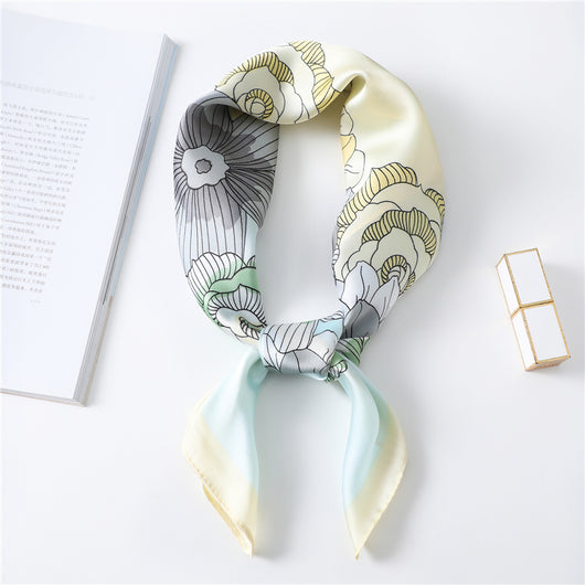 Pañuelo de Seda Estampado Floral Cuadrado para Mujer Primavera Verano - Image 11