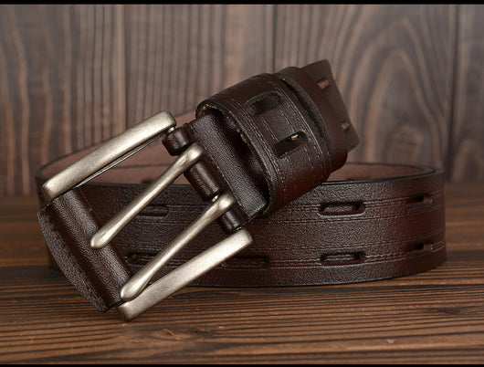 Cinturón de Cuero para Hombre con Hebilla Doble Pasador - Estilo Casual y Jeans - Image 15