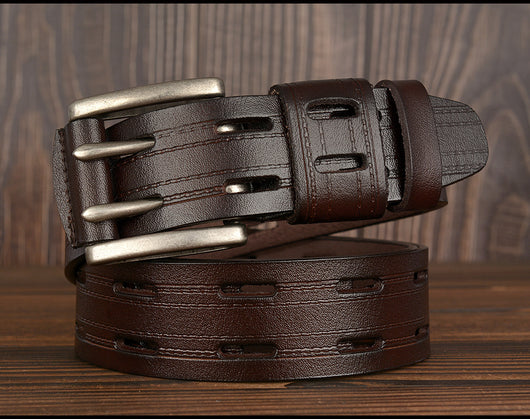 Cinturón de Cuero para Hombre con Hebilla Doble Pasador - Estilo Casual y Jeans - Image 29