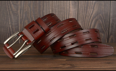 Cinturón de Cuero para Hombre con Hebilla Doble Pasador - Estilo Casual y Jeans - Image 25