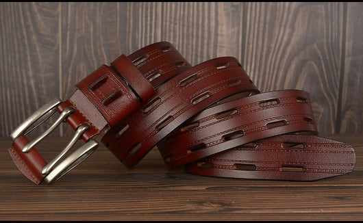 Cinturón de Cuero para Hombre con Hebilla Doble Pasador - Estilo Casual y Jeans - Image 25