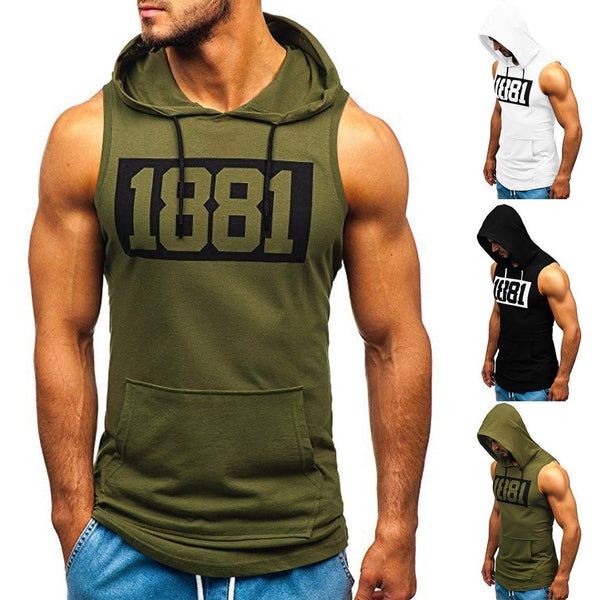 Sudadera Deportiva sin Mangas con Estampado de Letras para Hombre