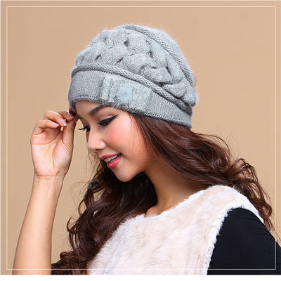 Gorro Invierno Mujer Doble Capa Lana Conejo - Abrigo Cálido y Elegante - Image 8