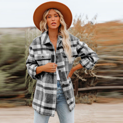 Camisa Acolchada de Cuadros Casual para Mujer - Image 16