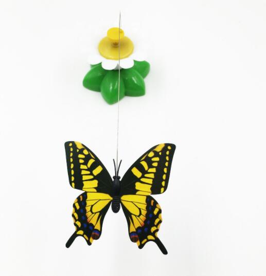 Electric pet toy with a row of white and yellow daisy flowers, green leaves, and five colorful feather birds on wires. - Image 6