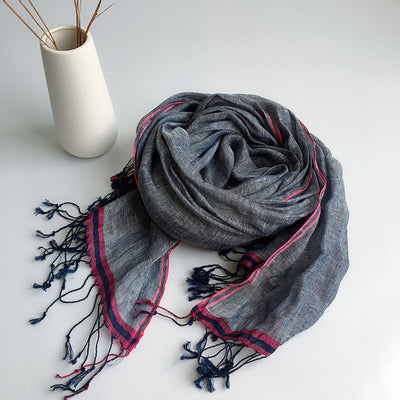 Bufanda Oversized de Lino y Cáñamo Gris Unisex - Versátil y Sostenible - Image 9