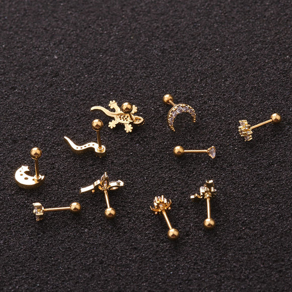 Aretes de Oro Gecko Dorado