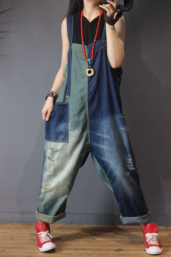 Pantalón Vaquero Tipo Peto Suelto para Mujer - Corte Bajo Contraste Otoño - Image 4