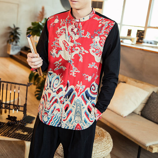 Camisa Estampado Vintage con Botones para Hombre - Image 5
