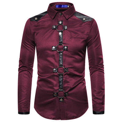 Camisa Gótica Casual de Manga Larga con Remaches para Hombre - Image 6