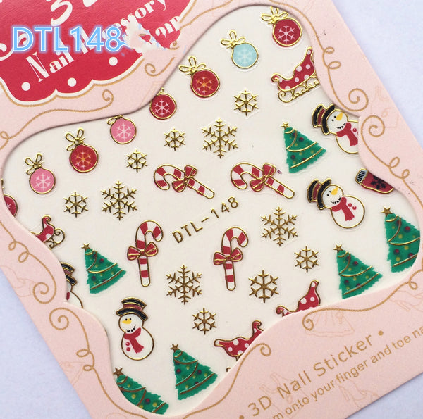 Calcomanías 3D para Uñas Navideñas