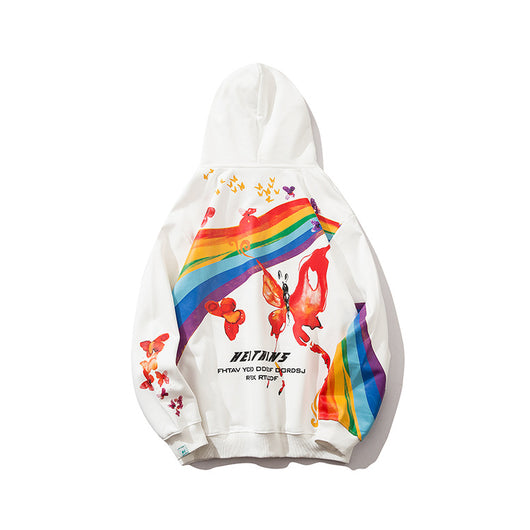Sudadera Hip Hop Rainbow con Estampado Mariposa - Hoodie Streetwear Casual Unisex - Image 20