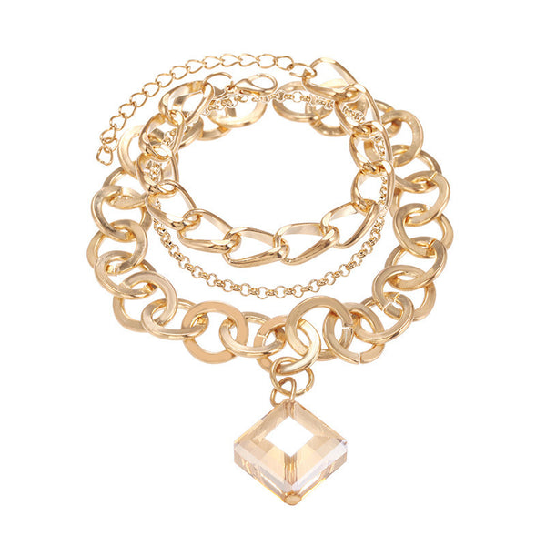 Collar Colgante de Cristal Diamante con Cadena Multicapa