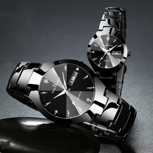 Reloj de Pareja Luminoso con Calendario - Cuarzo Elegante