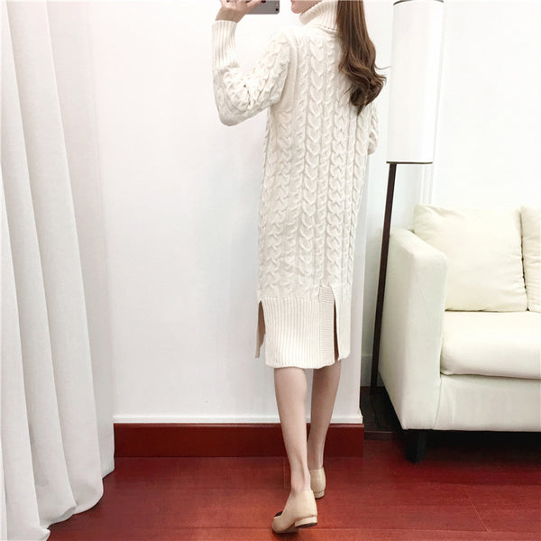 Vestido Suéter Holgado Cuello Alto