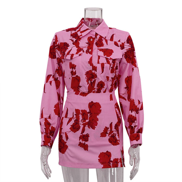 Conjunto Ejecutivo: Camisa Estampada con Falda de Cintura Alta y Abertura Lateral - Image 6
