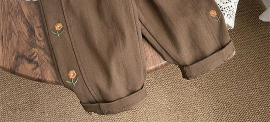 Pantalones Infantiles Cintura Alta con Bordado Floral - Estilo Occidental - Image 18