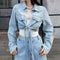 Chaqueta Denim Cropped con Amarre en el Pecho