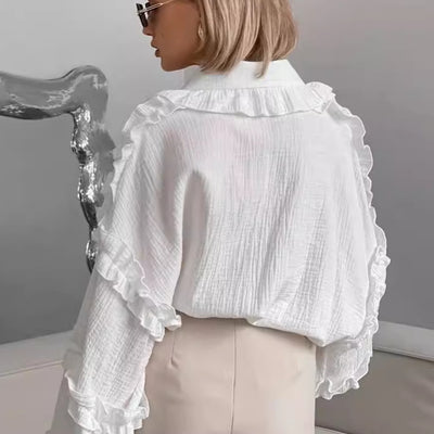 Blusa Larga de Encaje Suelta con Manga Larga para Mujer - Image 3