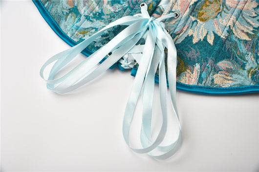 Faja Reductora con Estampado de Crisantemo Azul y Cierre de Cordones - Image 13