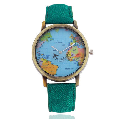 Reloj de Cuarzo con Patrón de Avión y Mapa Mundial - Image 5