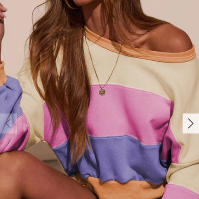 Sudadera Escote Ancho sin Tirantes con Diseño Collage