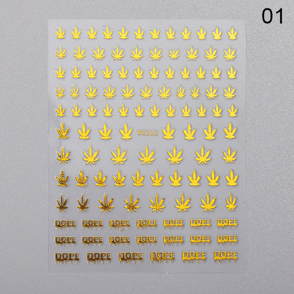 Stickers de Uñas 3D Hoja de Arce con Bronce Láser - Diseño DIY 6 Colores - Image 10