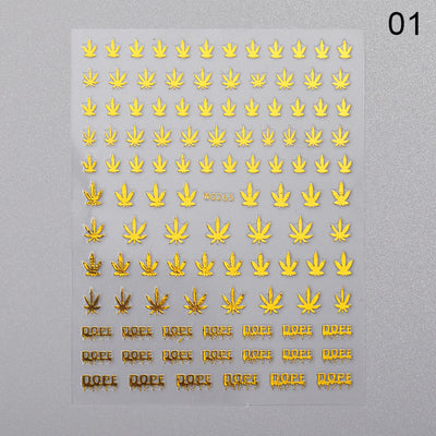 Stickers de Uñas 3D Hoja de Arce con Bronce Láser - Diseño DIY 6 Colores - Image 10