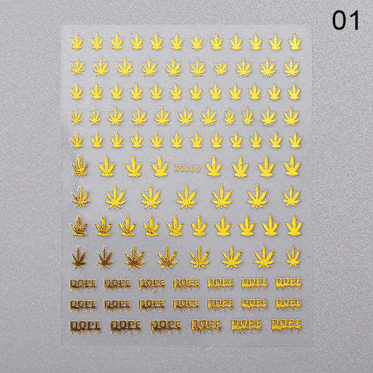 Stickers de Uñas 3D Hoja de Arce con Bronce Láser - Diseño DIY 6 Colores - Image 10