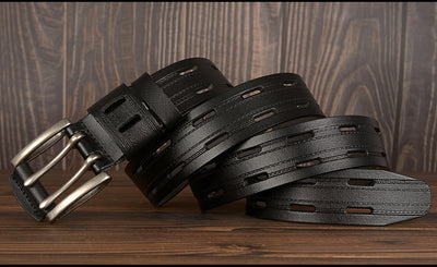 Cinturón de Cuero para Hombre con Hebilla Doble Pasador - Estilo Casual y Jeans - Image 19