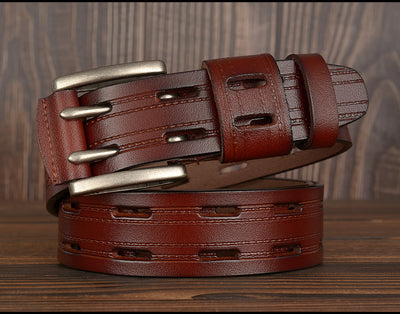 Cinturón de Cuero para Hombre con Hebilla Doble Pasador - Estilo Casual y Jeans - Image 27