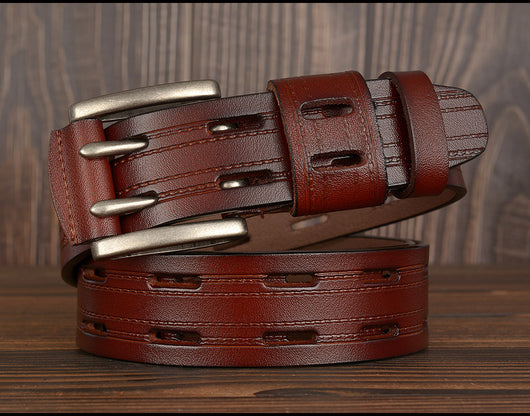 Cinturón de Cuero para Hombre con Hebilla Doble Pasador - Estilo Casual y Jeans - Image 27